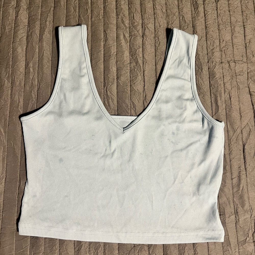 Light Blue Ribbed Women's Top